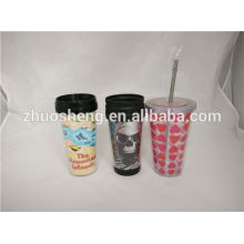 double wall plastic straw tumbler